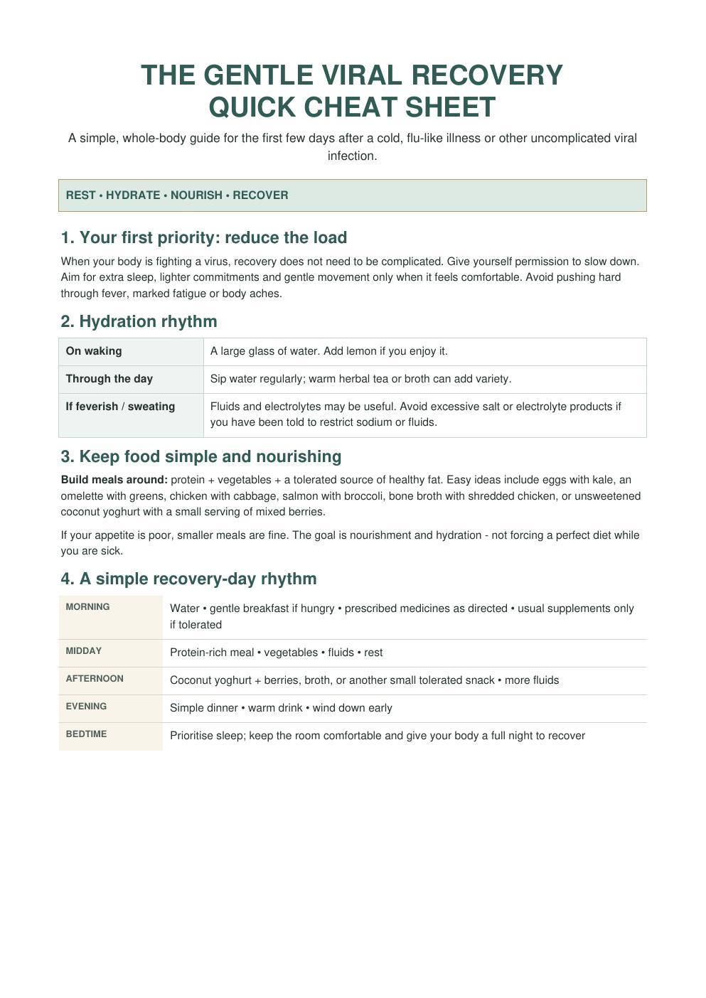 The Gentle Viral Recovery Quick Cheat Sheet free PDF