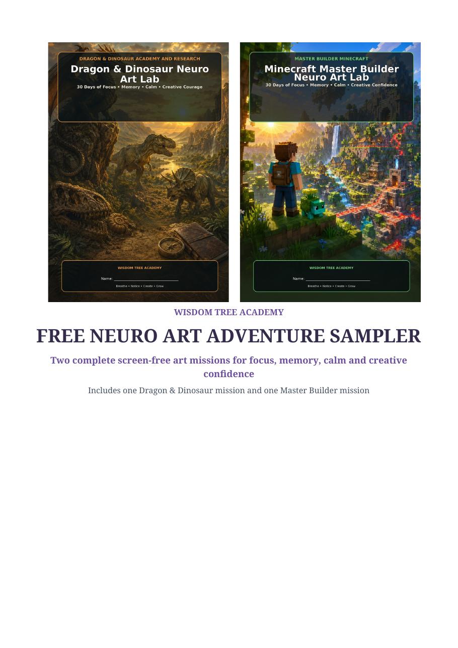 Cover of the free Wisdom Tree Academy Neuro Art Adventure Sampler.